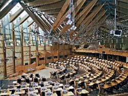 The debating chamber of the Scottish Parliament